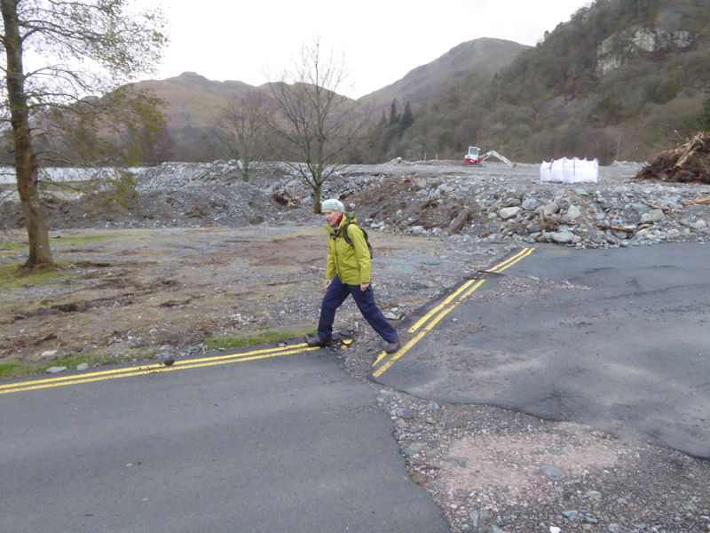 Flood damaged road in Glenridding. Photo by Mike Goodyer